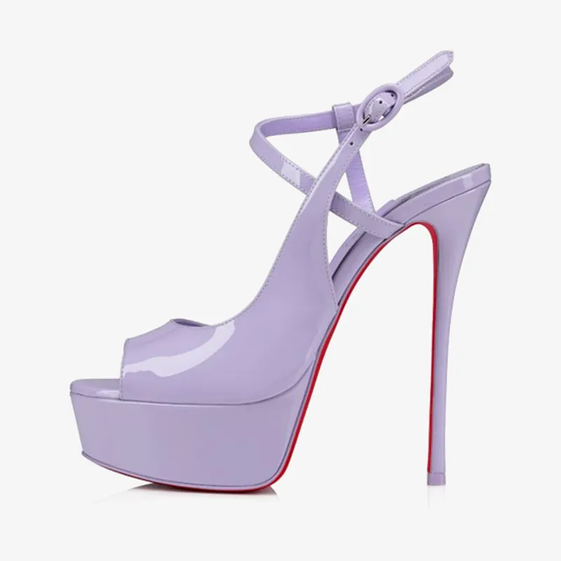 Purple Patent Leather Peep-Toe Pump