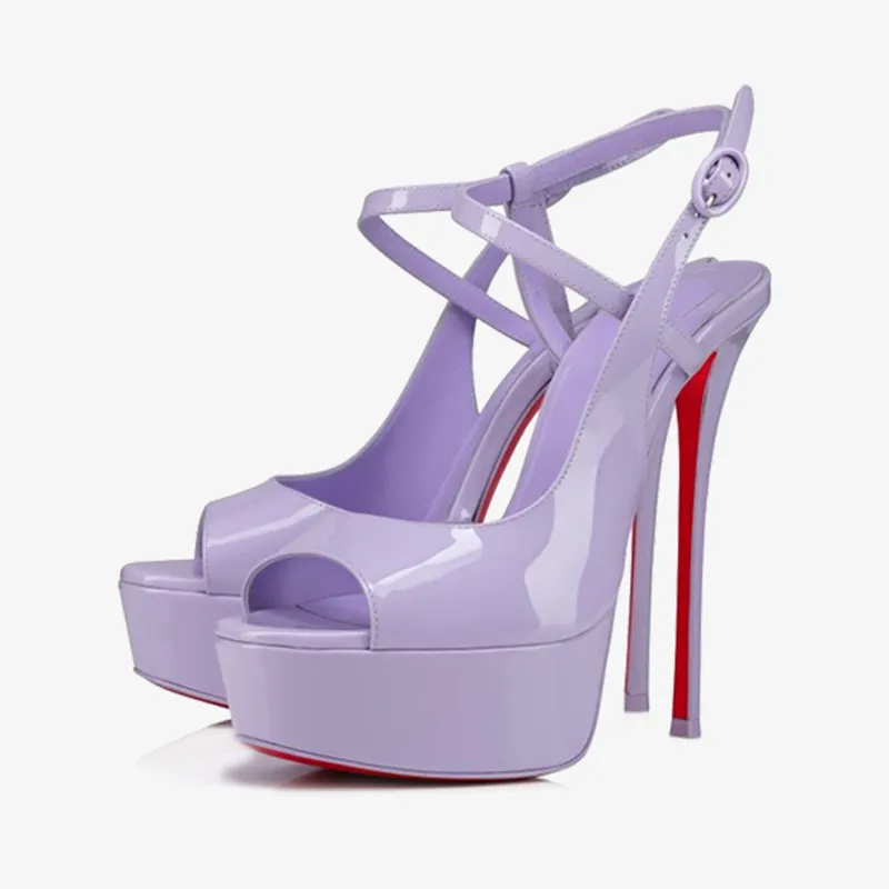 Purple Patent Leather Peep-Toe Pump