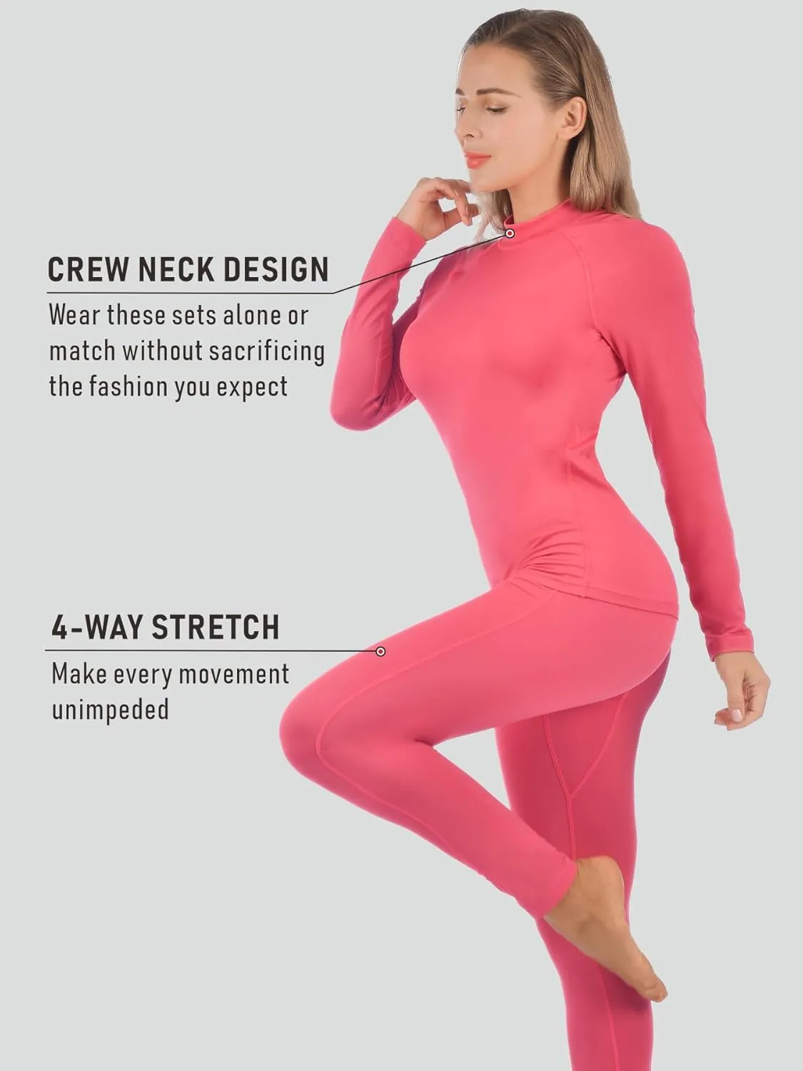 qualidyne Thermal Underwear for Women Long Johns Ultra-Soft Base Layer Pajama Set Winter Cold Weather Top and Bottom