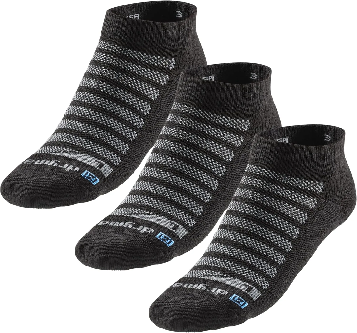 R-Gear Drymax Low Cut Running Socks For Men and Women, Light Cushion | Breathable, Moisture Control & Anti Blister | L, Black, 3 Pack