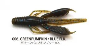 Raid Japan Worm Battle Hog 3.3inch 006 Green PumpkinBlue FLK