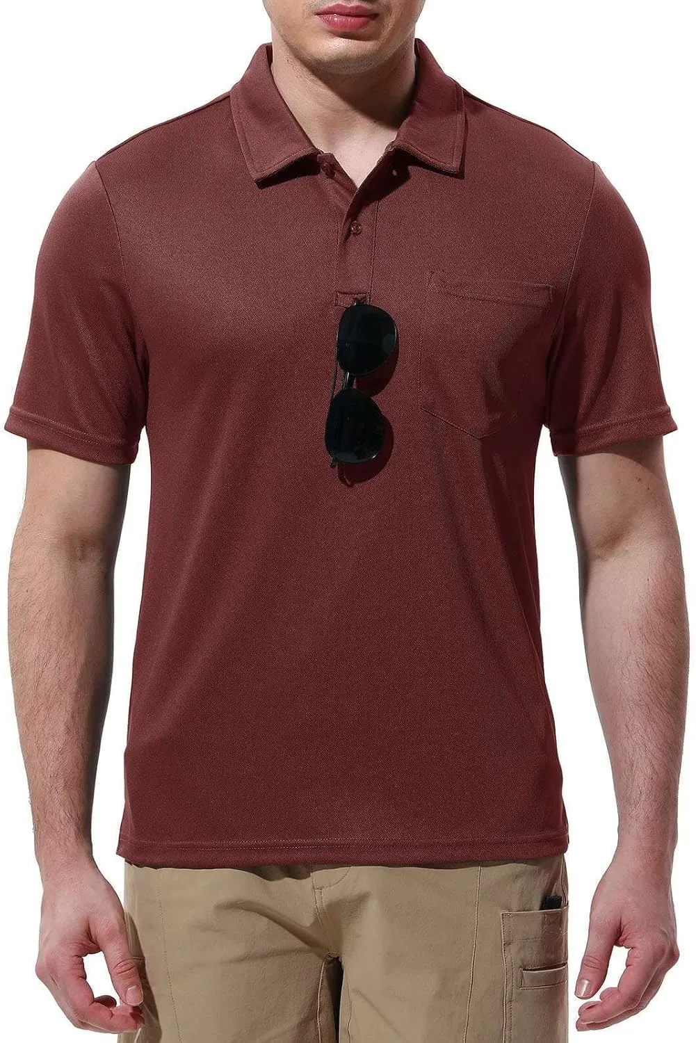 Rdruko Men's Polo Shirts Short Sleeve Quick Dry Outdoor Golf Sports Shirts with Pocket