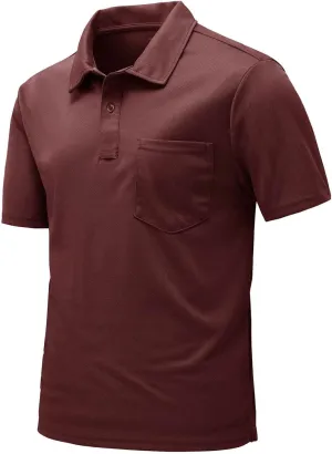Rdruko Men's Polo Shirts Short Sleeve Quick Dry Outdoor Golf Sports Shirts with Pocket