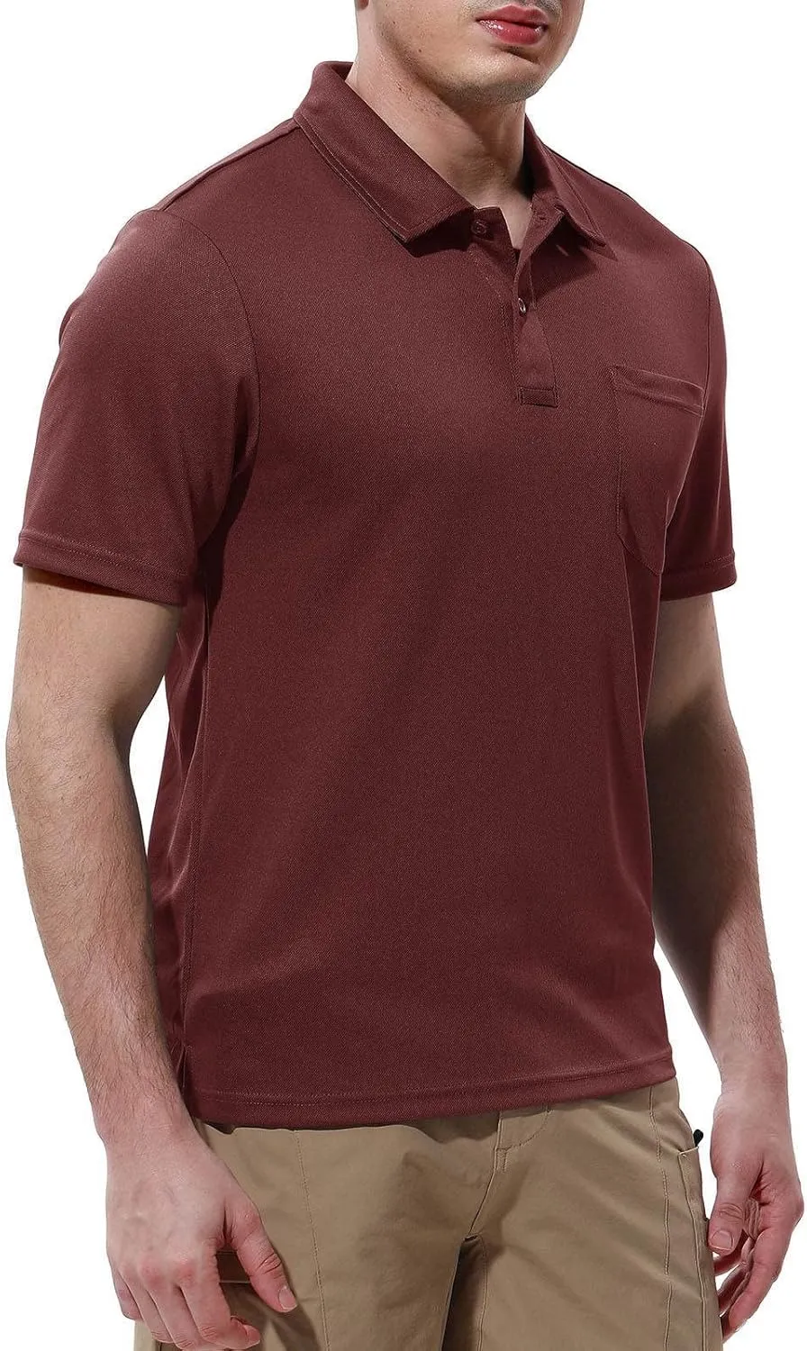 Rdruko Men's Polo Shirts Short Sleeve Quick Dry Outdoor Golf Sports Shirts with Pocket
