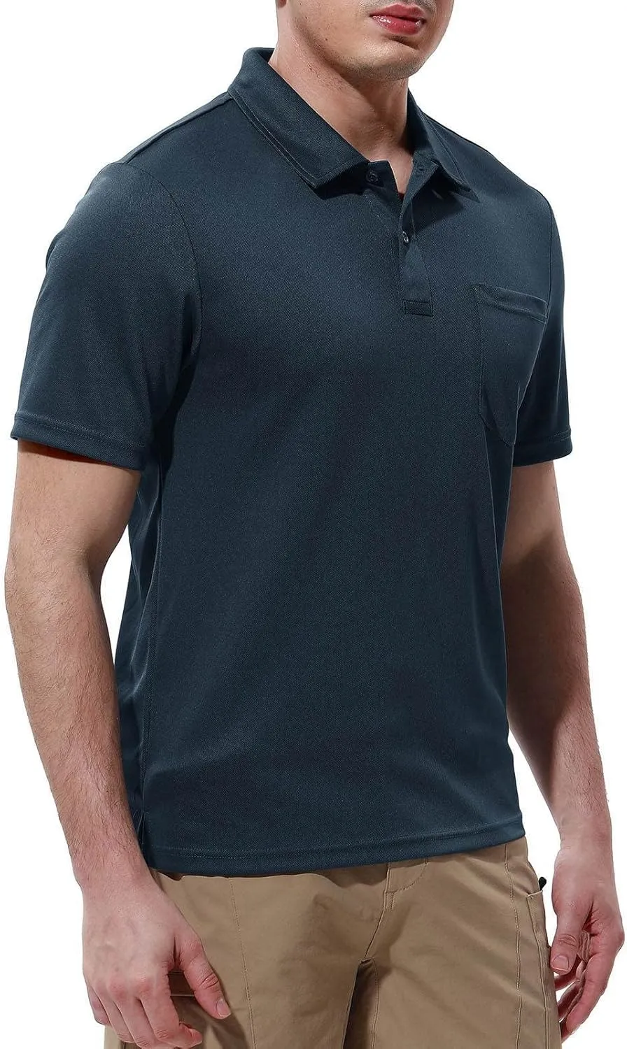 Rdruko Men's Polo Shirts Short Sleeve Quick Dry Outdoor Golf Sports Shirts with Pocket