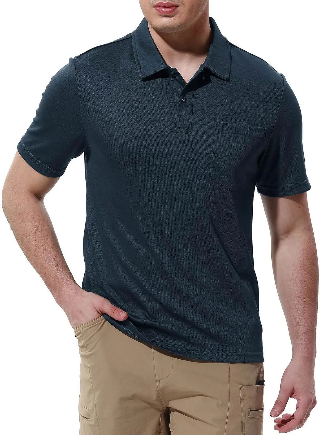 Rdruko Men's Polo Shirts Short Sleeve Quick Dry Outdoor Golf Sports Shirts with Pocket