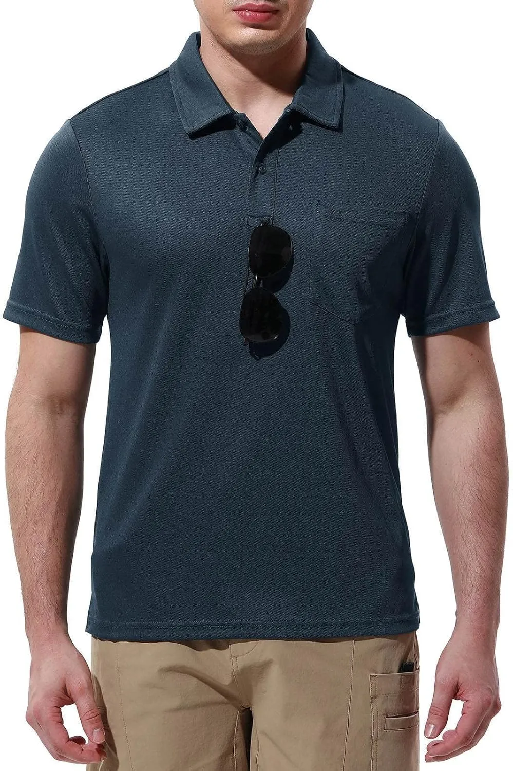 Rdruko Men's Polo Shirts Short Sleeve Quick Dry Outdoor Golf Sports Shirts with Pocket
