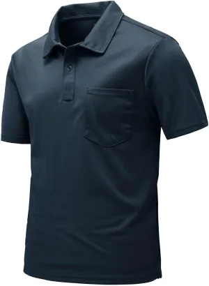 Rdruko Men's Polo Shirts Short Sleeve Quick Dry Outdoor Golf Sports Shirts with Pocket