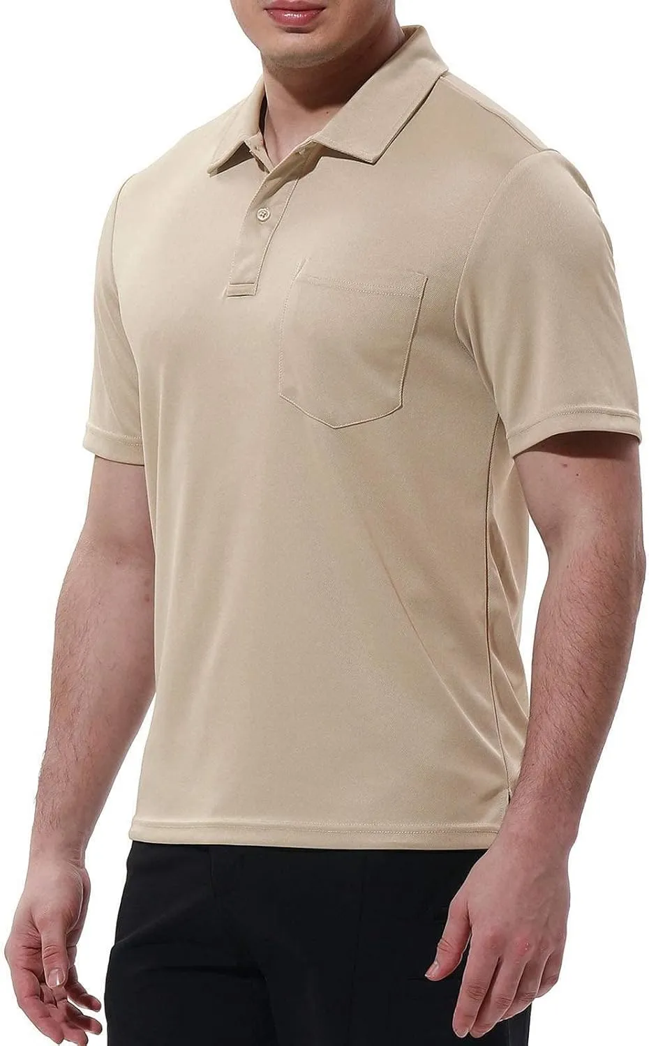 Rdruko Men's Polo Shirts Short Sleeve Quick Dry Outdoor Golf Sports Shirts with Pocket