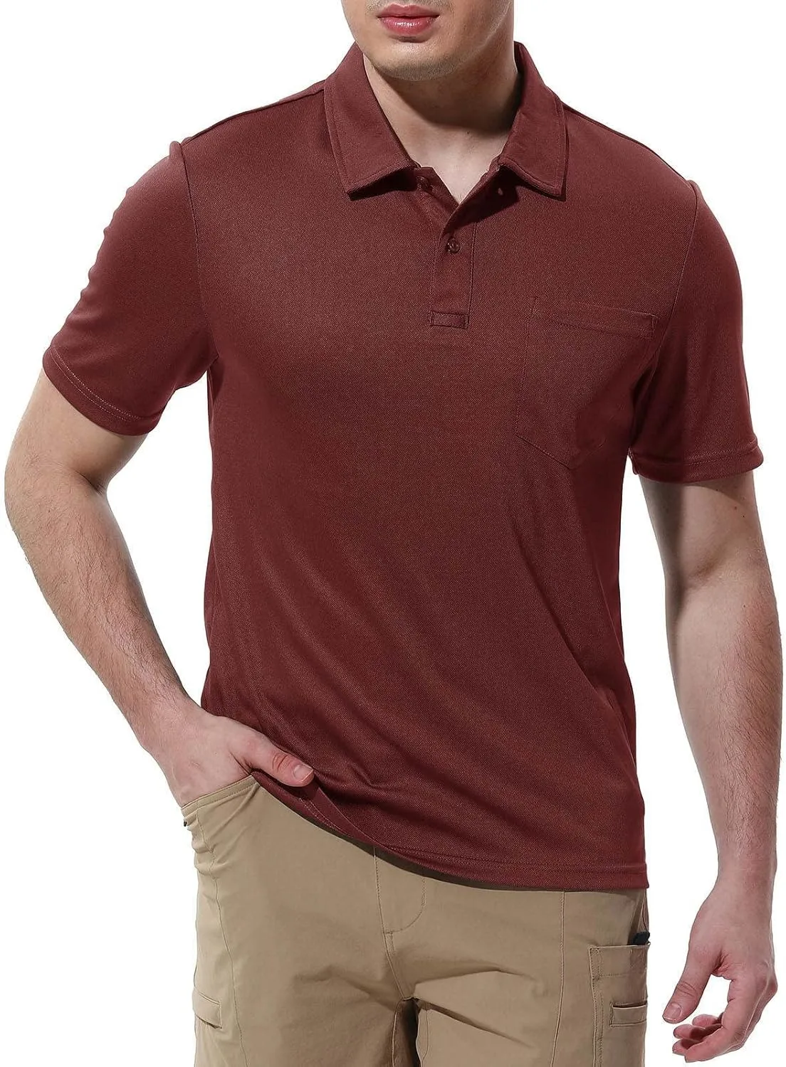 Rdruko Men's Polo Shirts Short Sleeve Quick Dry Outdoor Golf Sports Shirts with Pocket