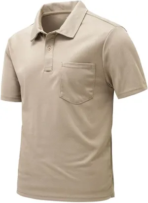 Rdruko Men's Polo Shirts Short Sleeve Quick Dry Outdoor Golf Sports Shirts with Pocket