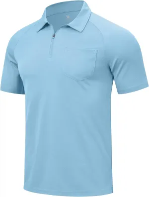 Rdruko Men's Polo Shirts with Pocket Short Sleeve Dry Fit 1/4 Zip Golf Sports Collared Summer T Shirts