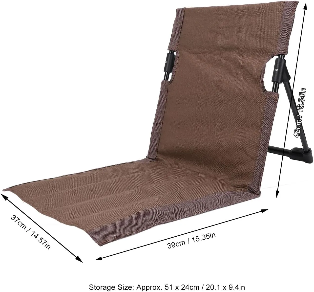 Recliner Folding Floor Chair, Lounge Chair with Backrest for Outdoor Camping Fishing Beach Trips and Concerts (Brown)