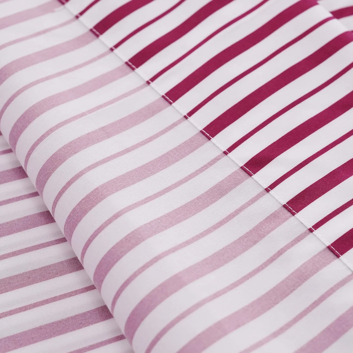 Red Striped Sheets Set Full Size 4 Piece - Super Soft, Easy Care & Breathable Red and White Pinstripe Bed Sheet Set with 16-Inch Deep Pockets, Great Gift for Christmas & Birthday