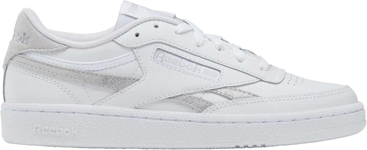 Reebok Women's Club C Revenge Sneaker, White/Steely Fog/Silver Metallic, 7