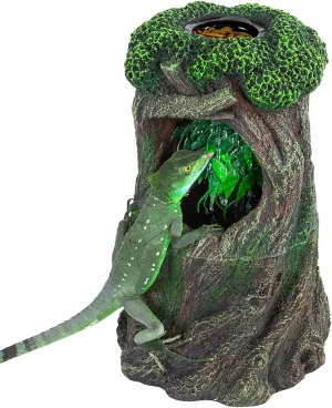 REPTI ZOO Large Reptile Waterfall Drinking Fountain with Food Dish, 1000ML Reptile Terrarium Water Dispenser for Bearded Dragon Gecko Chameleon Lizard Tree Frog Turtle