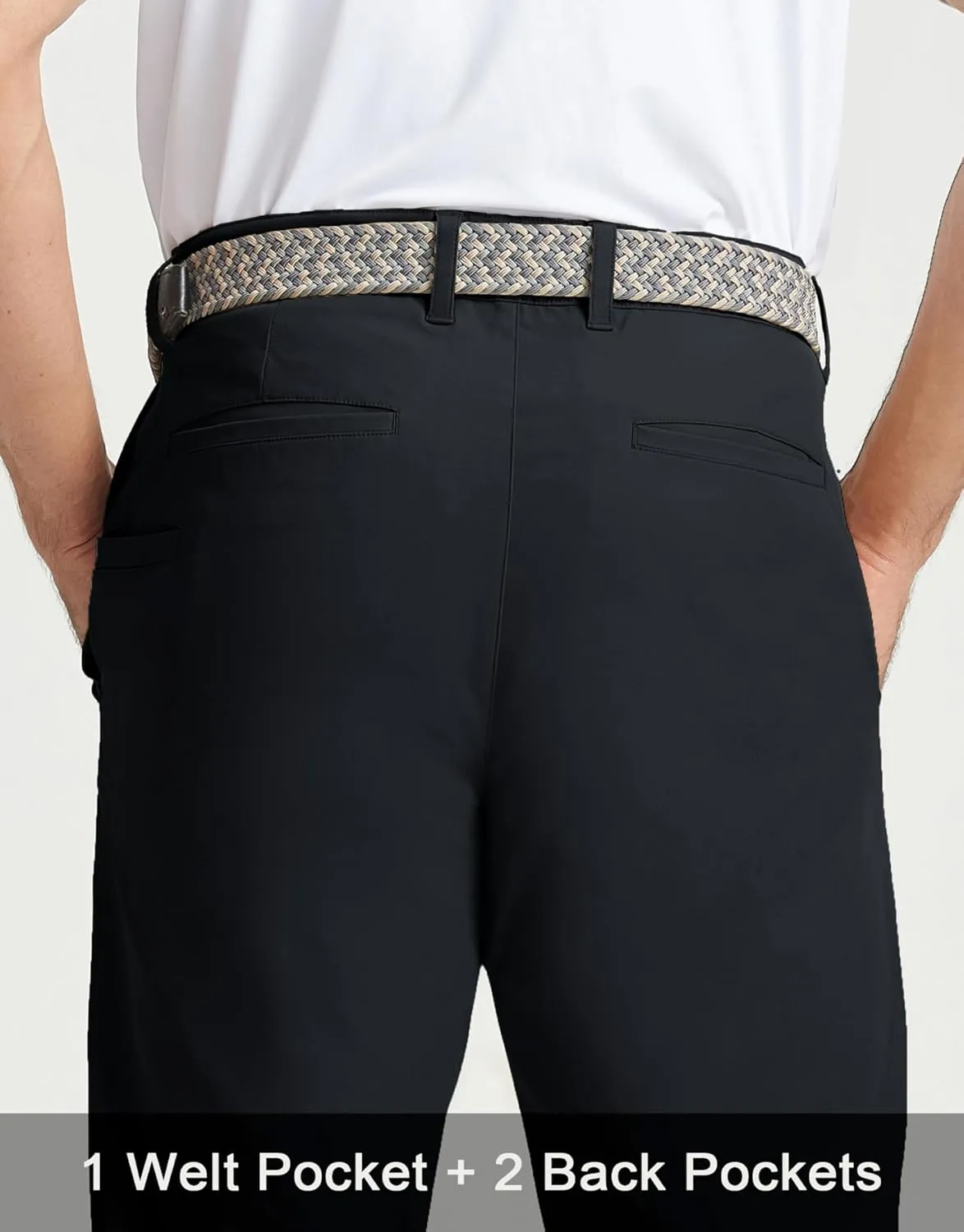 Rouen Golf Pants Men 8 Pockets Water Resistant Flat Front - 30"/32"/34" Chino Dress Pants Lightweight Stretch Casual Trousers