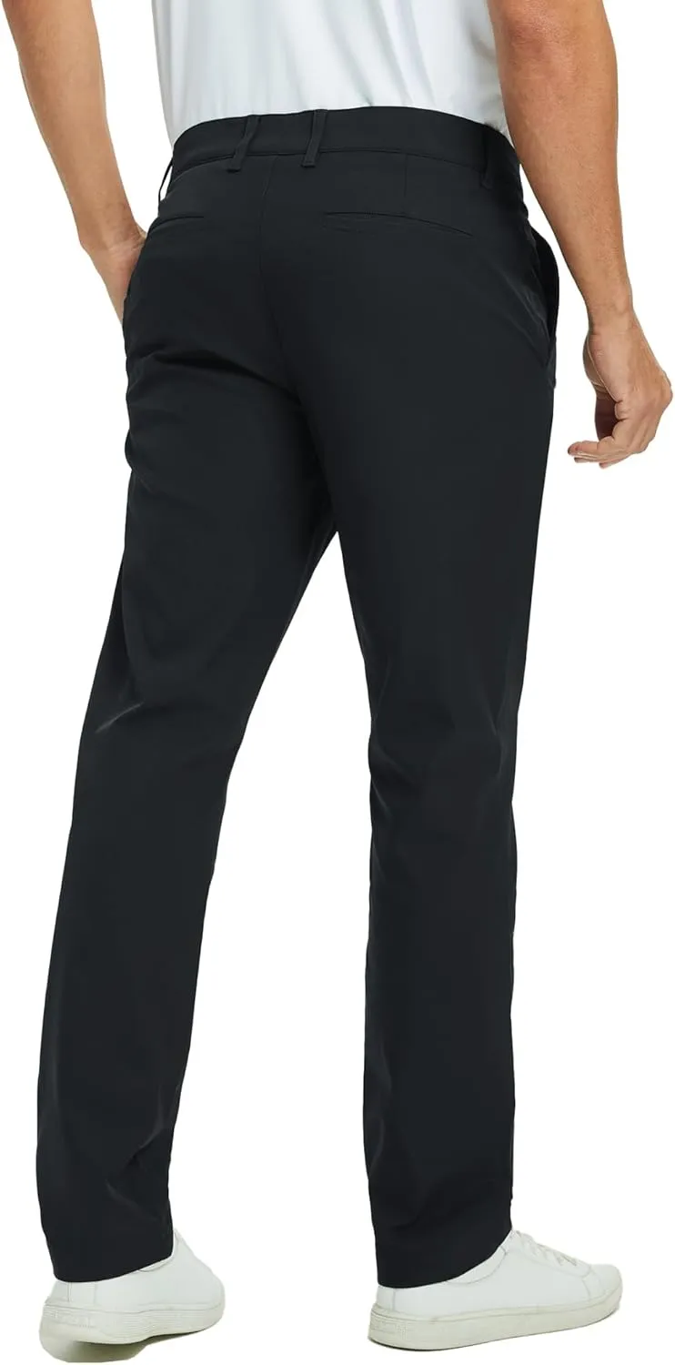 Rouen Golf Pants Men 8 Pockets Water Resistant Flat Front - 30"/32"/34" Chino Dress Pants Lightweight Stretch Casual Trousers