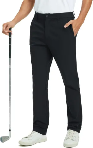 Rouen Golf Pants Men 8 Pockets Water Resistant Flat Front - 30"/32"/34" Chino Dress Pants Lightweight Stretch Casual Trousers