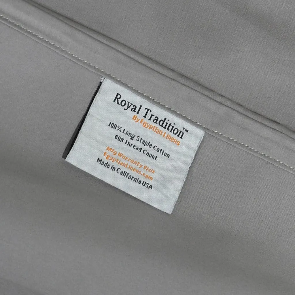 Royal Tradition Made in USA- Low Profile Sheet Set (6-10 Inches) Pure Cotton 608 Thread Count, Queen Size Bed Sheets, Solid Blue