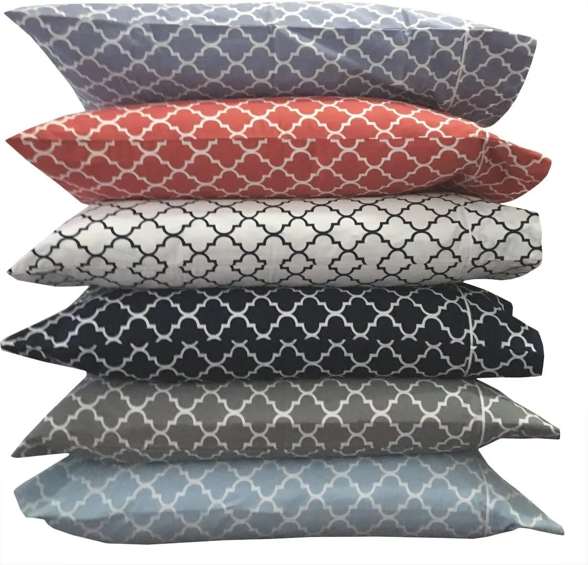 Royal Tradition Meridian 250-Thread-Count, 100-Percent Cotton Percale Full 4PC Bed Sheets Set, Grey/White