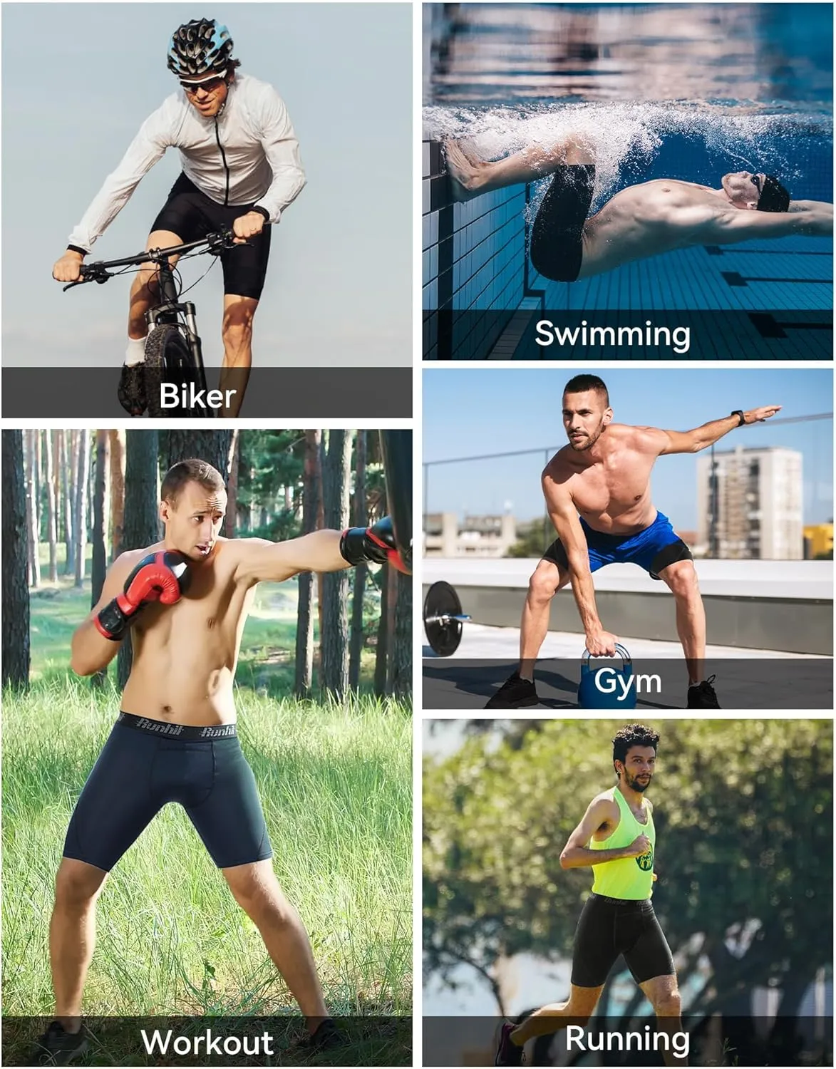Runhit Mens Compression Shorts Athletic Running Spandex Shorts Sports Workout Performance Base Layer Underwear