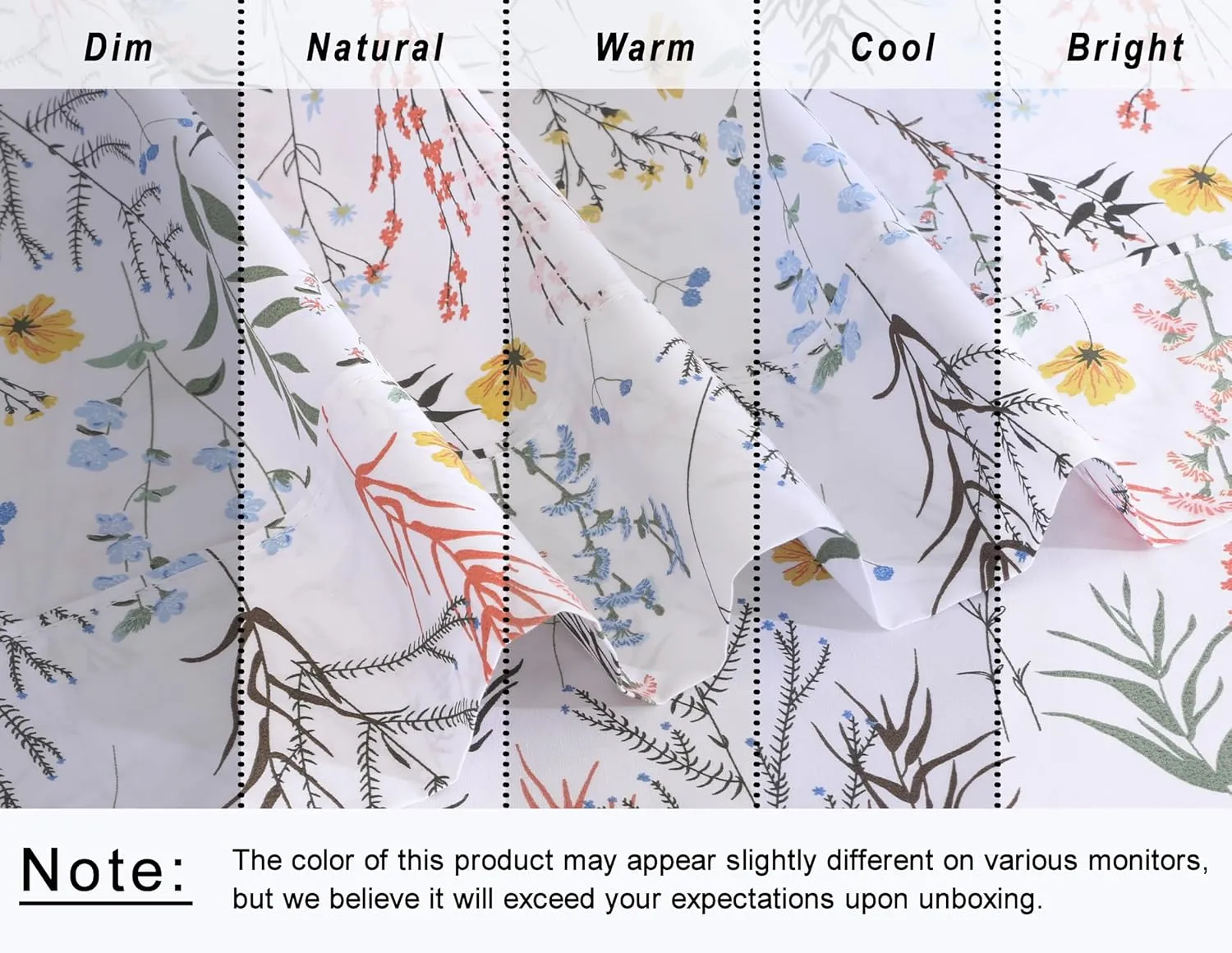 RUVANTI 100% Cotton King Size Sheets Set, 4 Pieces, Soft & Breathable Percale Weave Bedding, Deep Pocket 16", Hotel Standard, Crisp Cool Feel, Durable, Perfect Floral Bed Sheet, Aroma