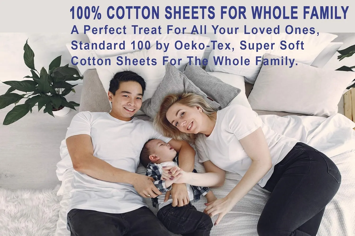 RUVANTI 100% Cotton Sheets Queen Size Set, 4 Pieces, Soft & Breathable Percale Weave Bedding, Deep Pocket 16", Hotel Standard, Crisp Cool Feeling, Durable, Perfect Floral Bed Sheet, Bloomex
