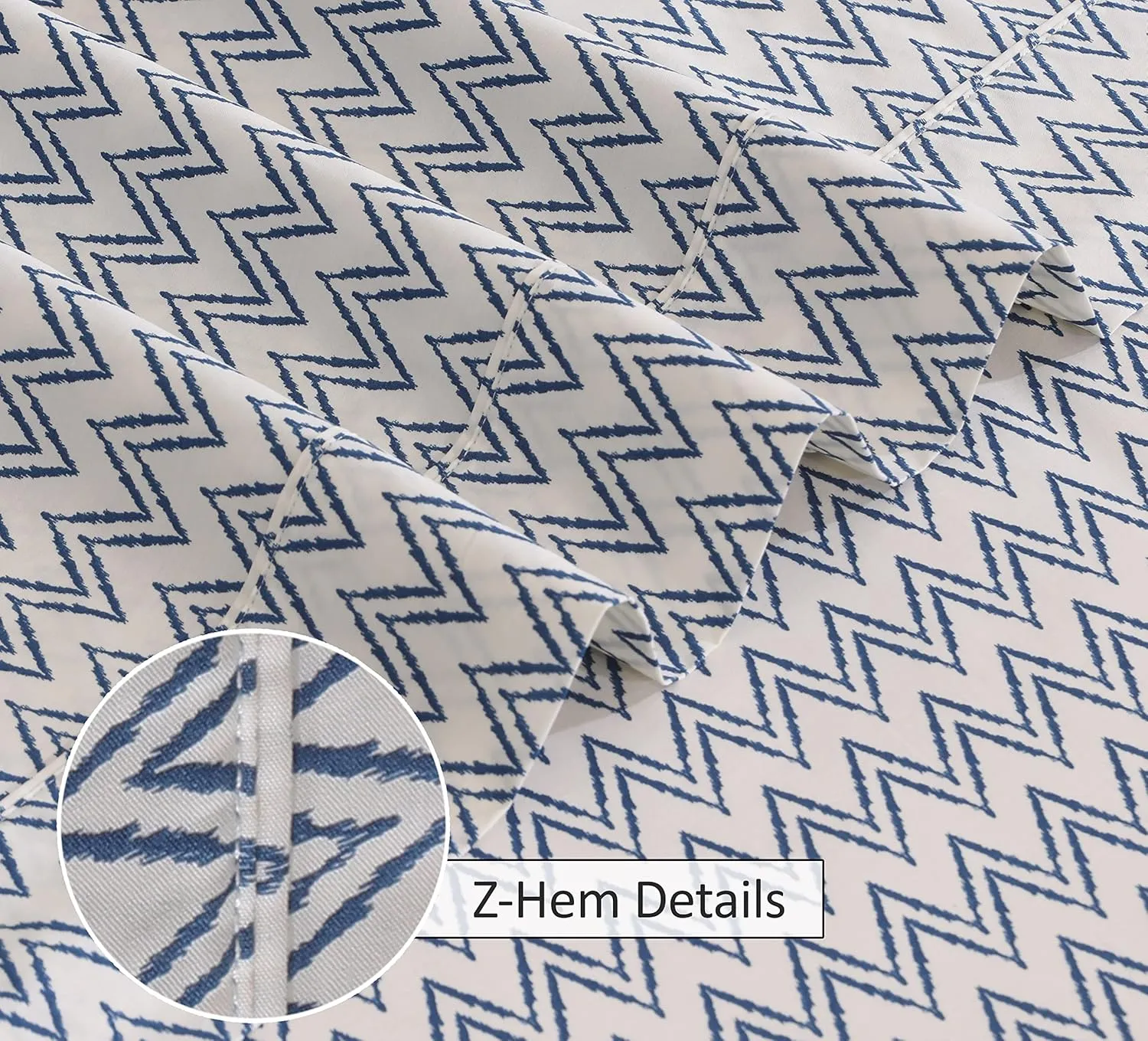 RUVANTI 100% Cotton Sheets Queen Size Set, 4 Pieces, Soft & Breathable Percale Weave Bedding, Deep Pocket 16", Hotel Standard, Crisp Cool Feeling, Durable, Perfect Floral Bed Sheet, Chevron