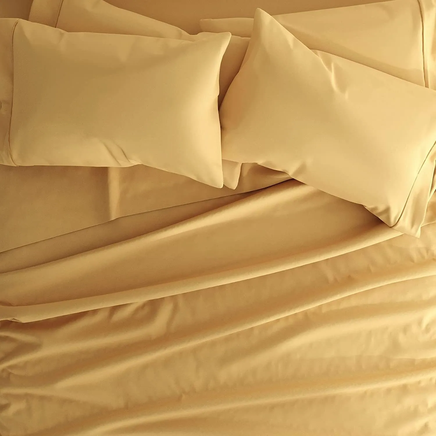 RV King Bed Sheet Set 100% Egyptian Cotton Sheets - 4 Piece Sheet Set - 800 Thread Count Ultra Soft, Smooth, Durable Bedding Set - Fits Mattress Upto 24'' Deep Pocket ( RV King / Gold)