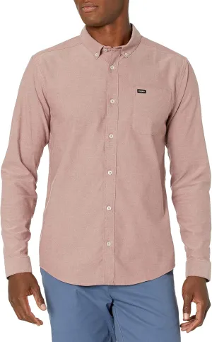 RVCA Men's Slim Fit Long Sleeve Oxford Stretch Woven Button Up Shirt