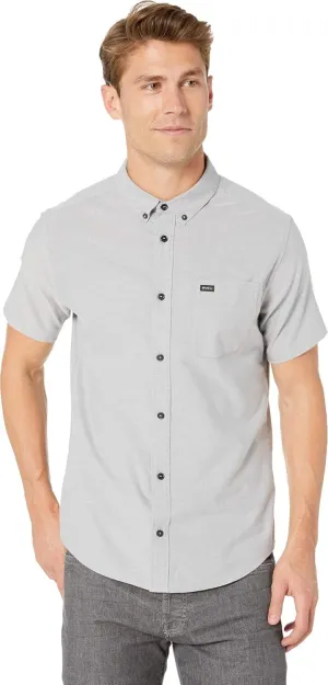 RVCA Men's Thatll DO Stretch Short Sleeve Woven Button UP Shirt, Pavement, M
