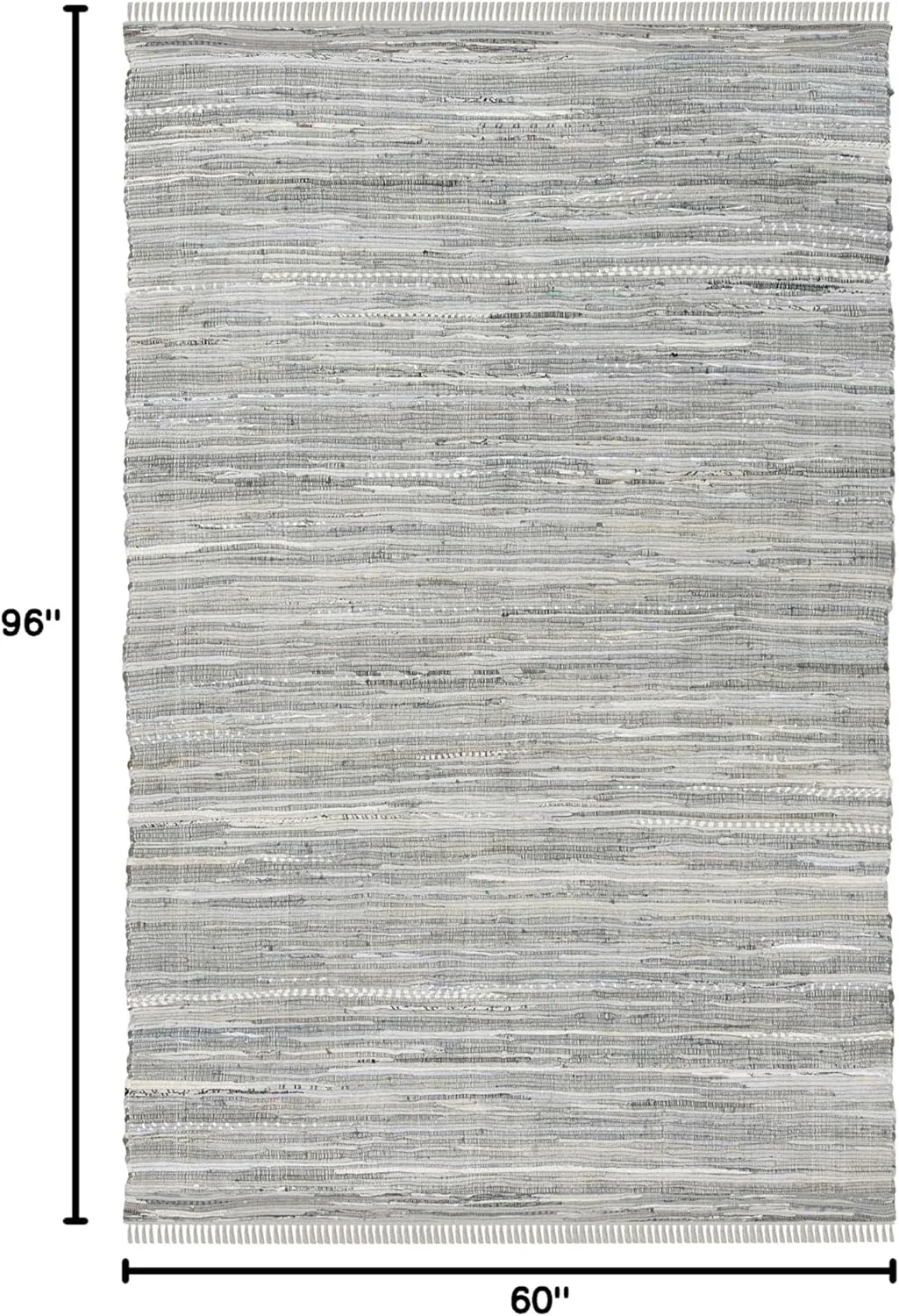 SAFAVIEH Rag Rug Collection Area Rug - 5' x 8', Grey, Handmade Boho Stripe Cotton, Ideal for High Traffic Areas in Living Room, Bedroom (RAR121A)