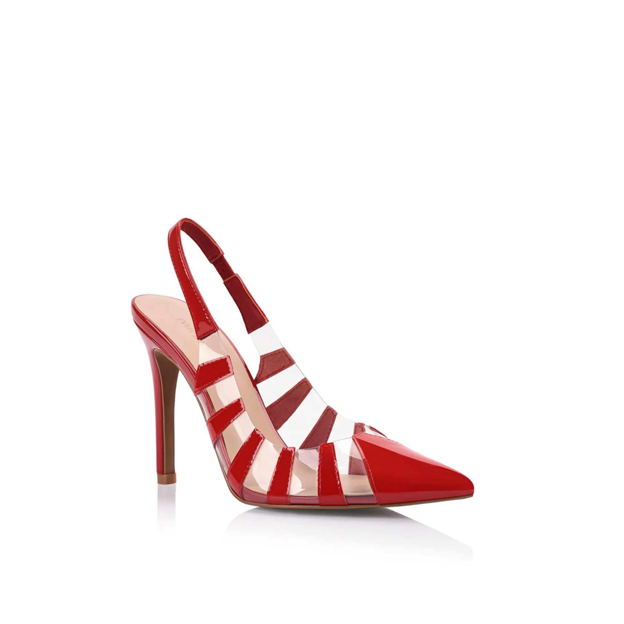 Sasha Pump Vinylite & Red Patent Leather