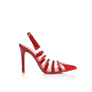 Sasha Pump Vinylite & Red Patent Leather
