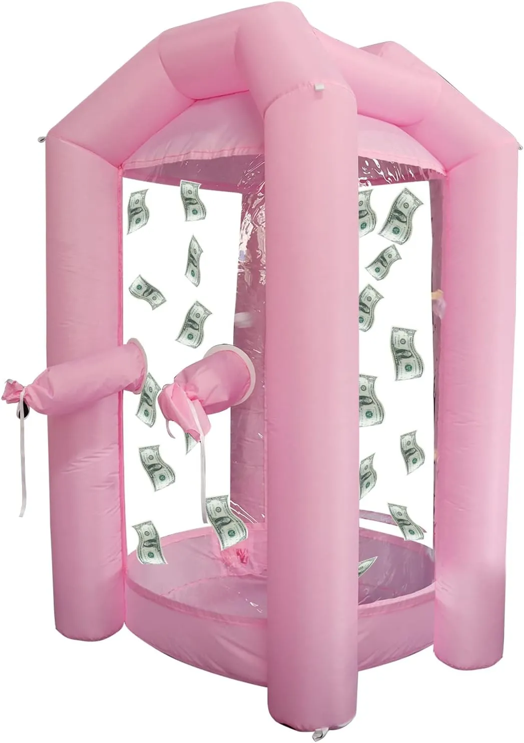 SAYOK Inflatable Money Machine Booth Inflatable Cash Cube Machine with Air Blower for Event, Business, Advertising, Promotion(Pink)