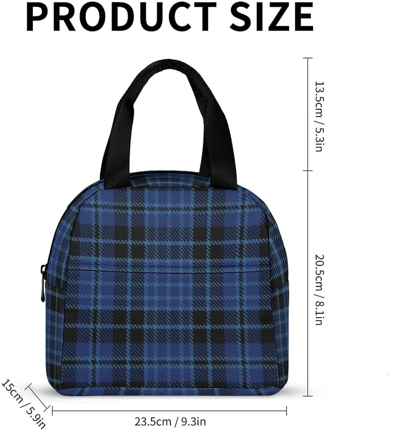 Scottish Clergy Blue Black White Tartan Lunch Bag Cute Small Lunch Totebag Reusable Leakproof Lunch Bag Men And Woman Work Picnic