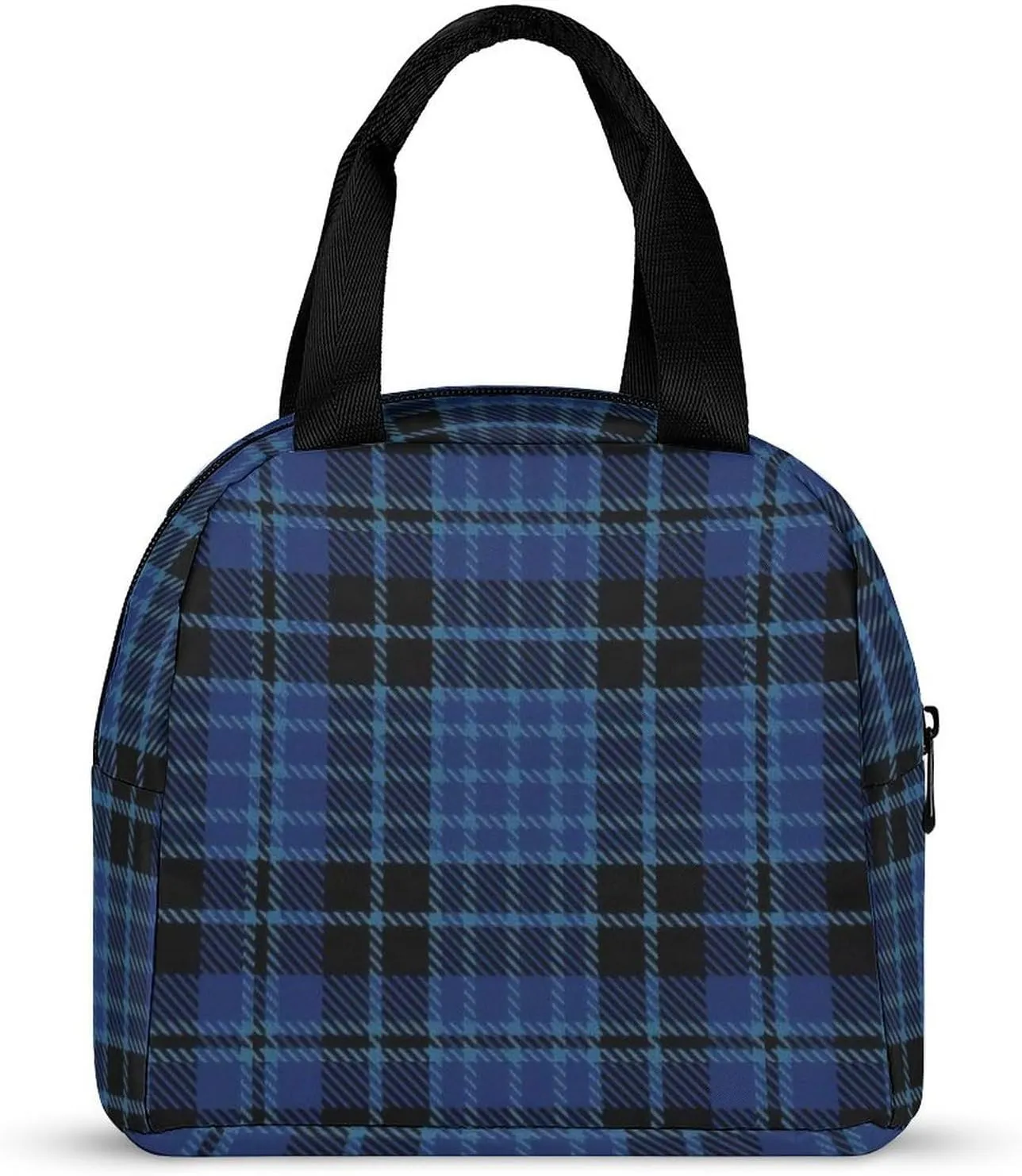 Scottish Clergy Blue Black White Tartan Lunch Bag Cute Small Lunch Totebag Reusable Leakproof Lunch Bag Men And Woman Work Picnic
