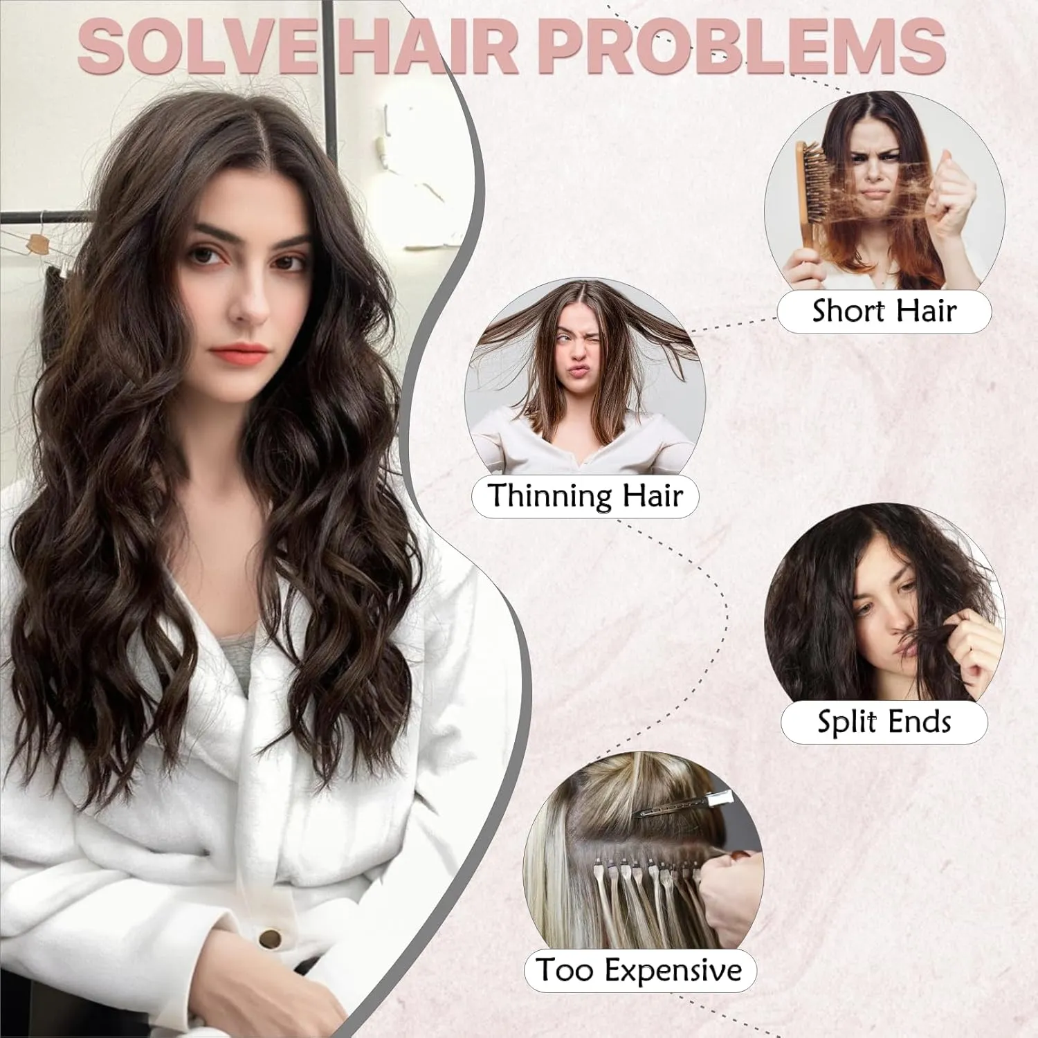 SEGO One Pieces 5 Clips in Hair Extensions Wavy Natural Soft Synthetic Hairpieces for Women Hair Clip Extensions for Women,24inch Burgundy,180g