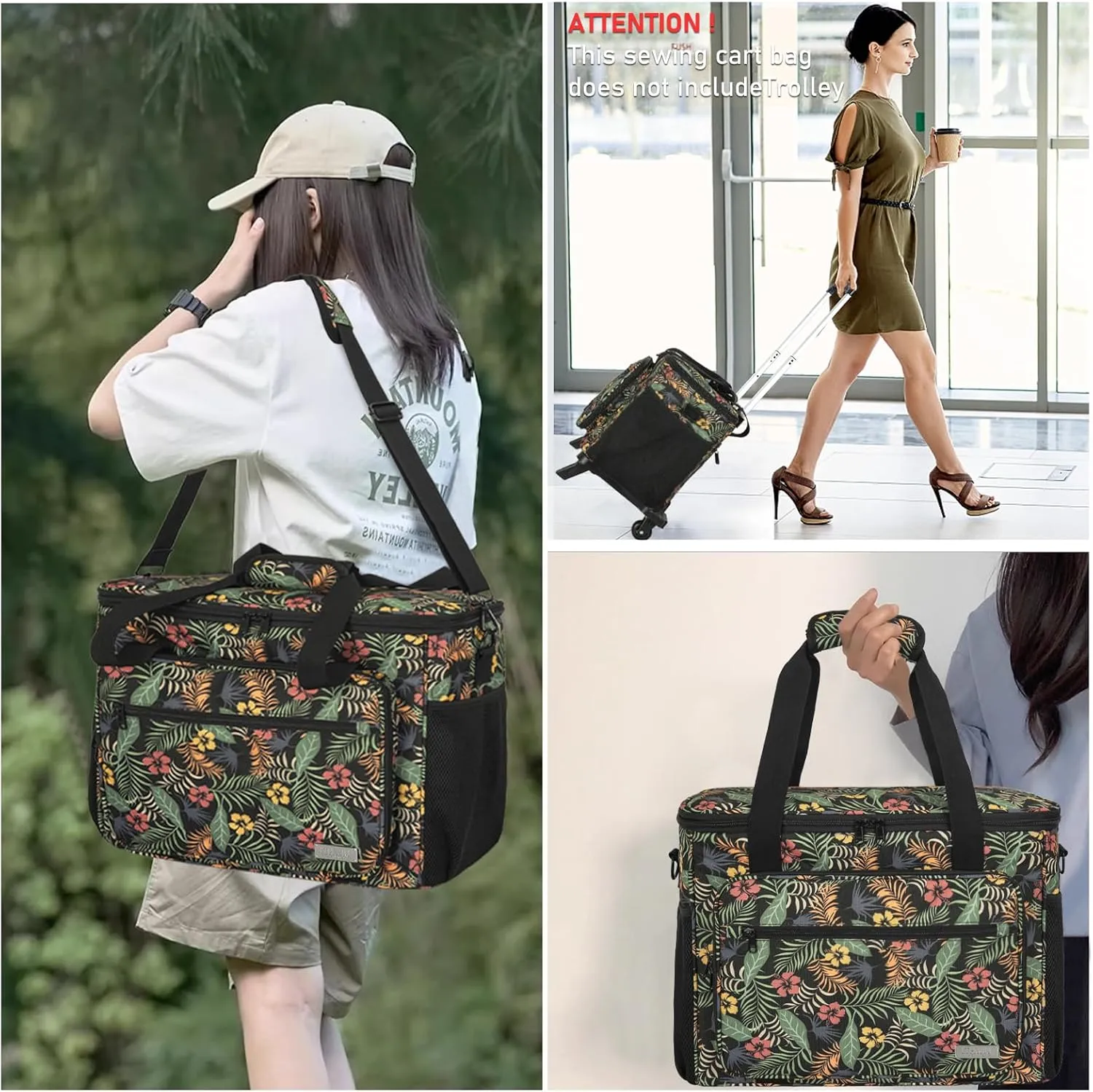 Sewing Machine Carrying Case with Multiple Storage Pockets for Accessories, Universal Tote Storage Bag