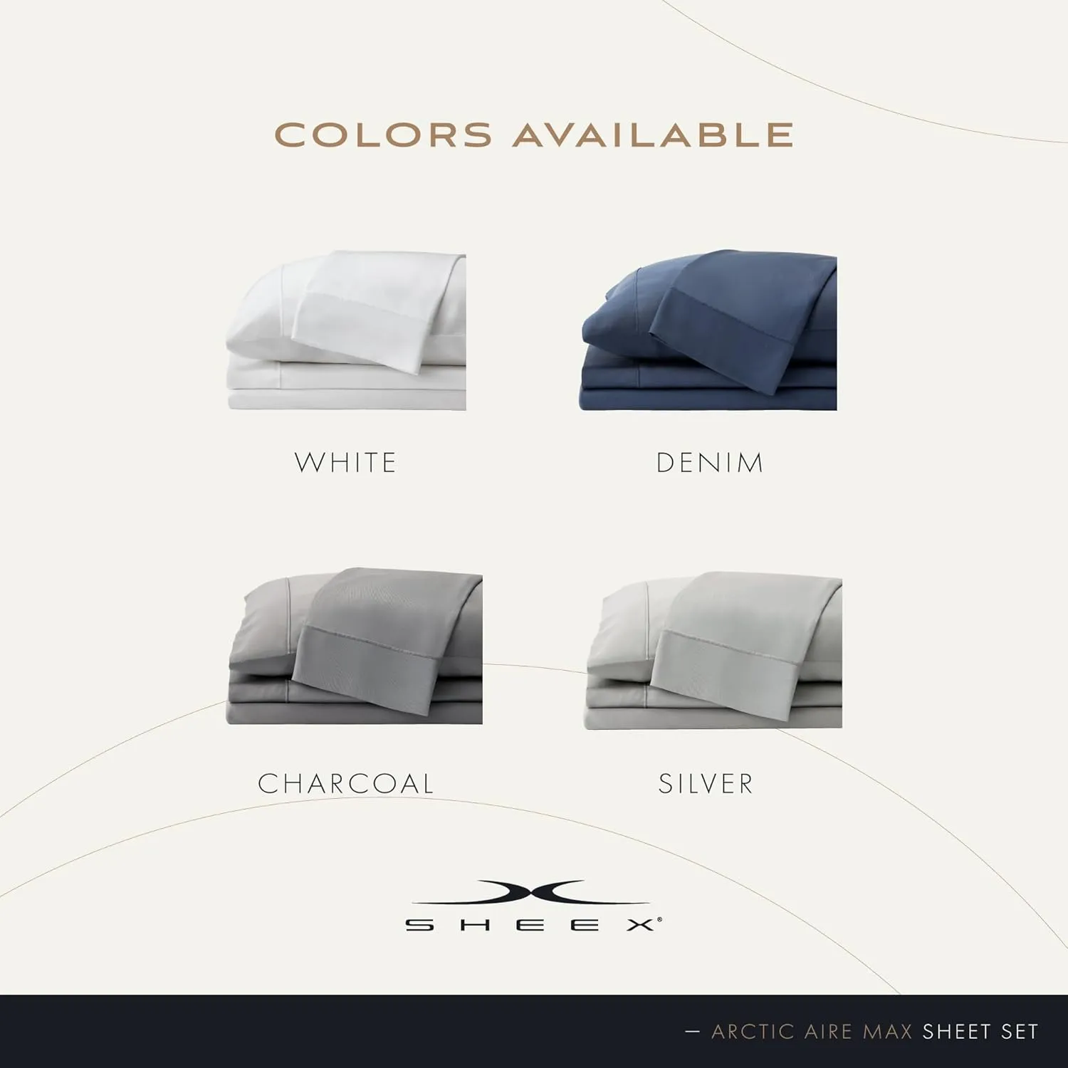 SHEEX Arctic Aire MAX Sheet Set, Ultrasoft Cooling Sheets with 1 Flat Sheet, 1 Fitted Sheet, and 2 Pillowcases, King Charcoal