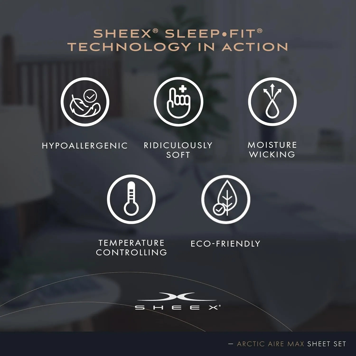 SHEEX Arctic Aire MAX Sheet Set, Ultrasoft Cooling Sheets with 1 Flat Sheet, 1 Fitted Sheet, and 2 Pillowcases, King Charcoal