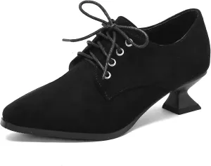 SHEMEE Women's Kitten Heels Oxford Pumps Victorian Style Vintage Mid-Heels Lace Up Brogues Witch Costume Cosplay Shoes