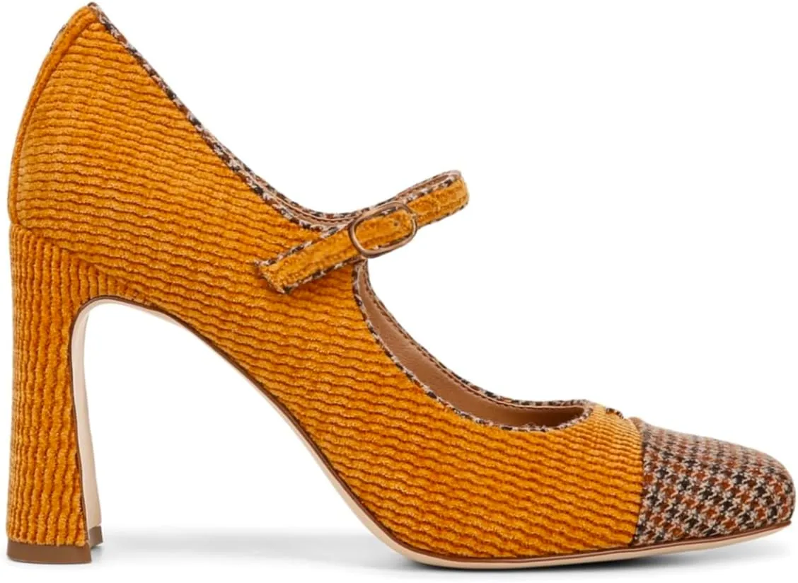 SHODENSE Women Chunky High Heel Mary Jane Pumps Shoes Square Closed Toe Ankle Strap Dress Sandals Two-Toned 3 Inch Block Heels Mary Janes Buckle Cap Toe Office Work Shoes Wedding Party Retro 4-11 M US