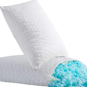 Shredded Memory Foam Pillows for Sleeping,Bed Pillows Queen Size Set of 2 Pack Cooling Adjustable,Good for Side and Back Sleeper with Washable Removable Cover