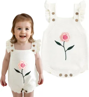 Simplee kids Baby Girls Sunflower Knit Rompers Knit Clothes for Newborn Baby Girls