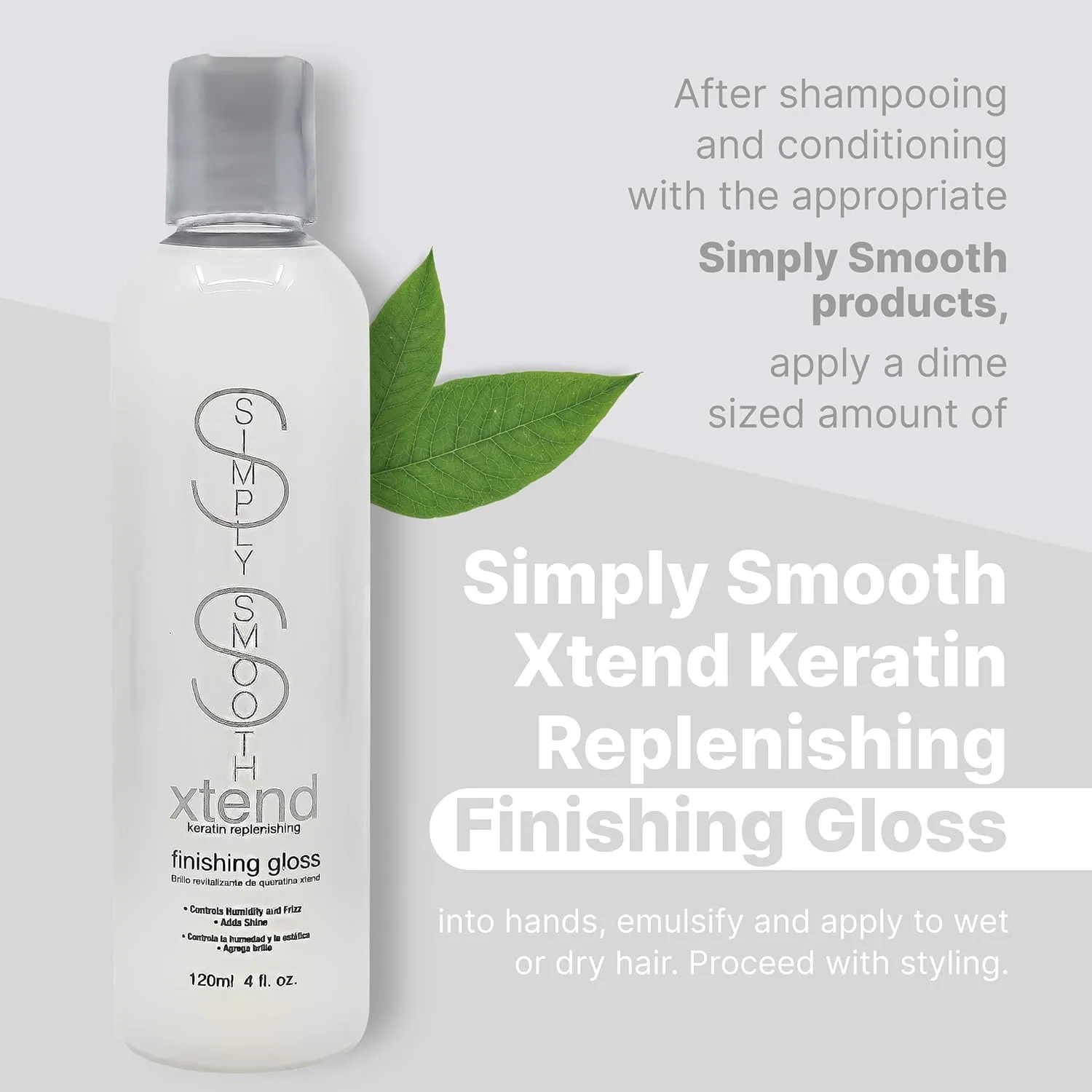 SIMPLY SMOOTH Xtend Keratin Replenishing Finishing Gloss (Pump) - Weightless Finishing Serum for All Hair Types - Adds Shine, Controls Humidity & Eliminates Frizz (4)