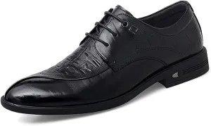 Single Season Dress Oxford Shoes for Men Lace Up Crocodile Print Split Toe Vegan Leather Block Heel Resistant Non Slip Anti-Slip Wedding Very Popular Among Young People (Color : Black,