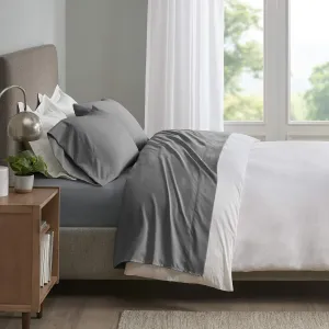 Sleep Philosophy Smart Cool Microfiber Moisture-Wicking Breathable 4 Piece Cooling Sheet Set, King Size, Grey (SHET20-963)