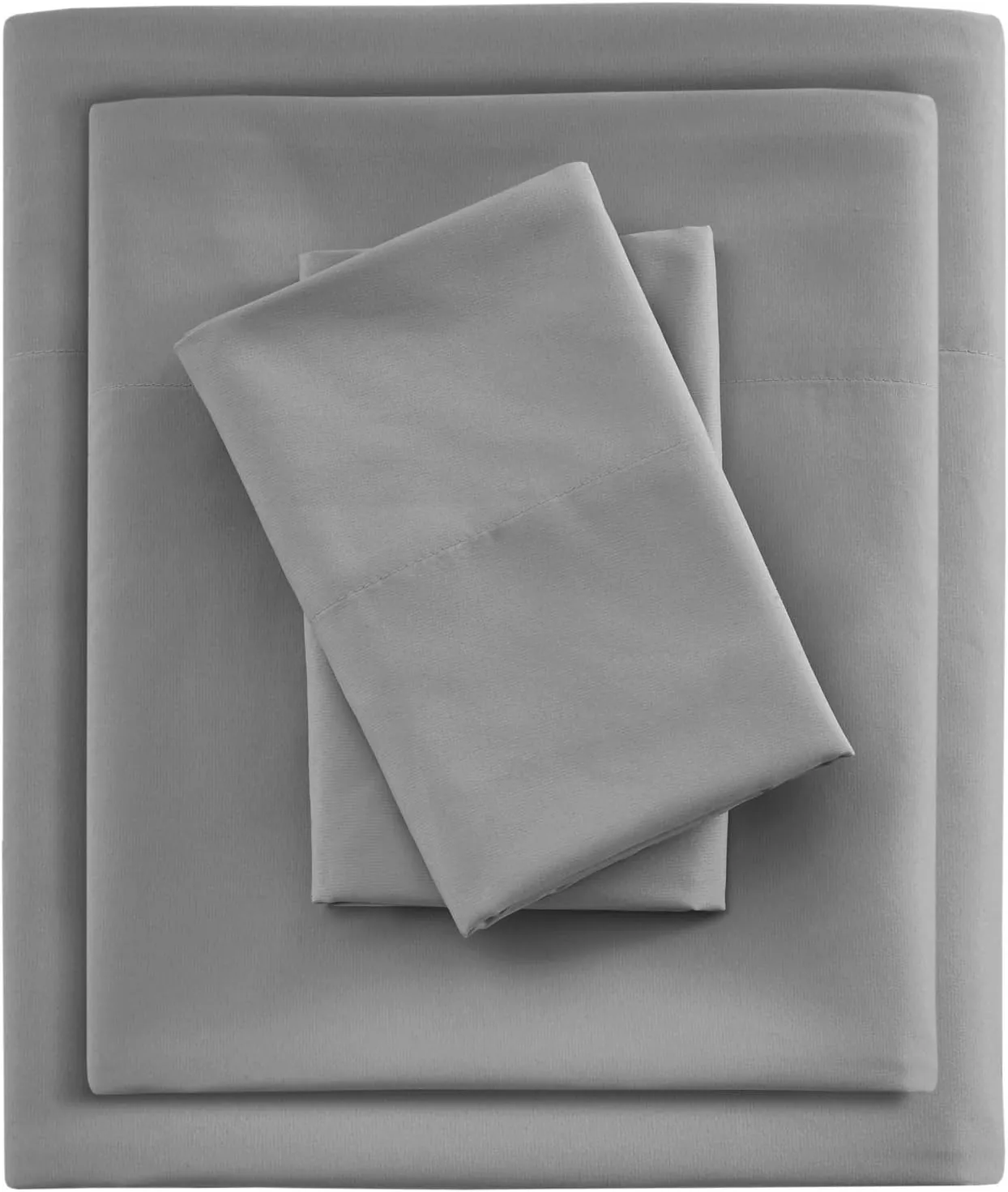 Sleep Philosophy Smart Cool Microfiber Moisture-Wicking Breathable 4 Piece Cooling Sheet Set, King Size, Grey (SHET20-963)